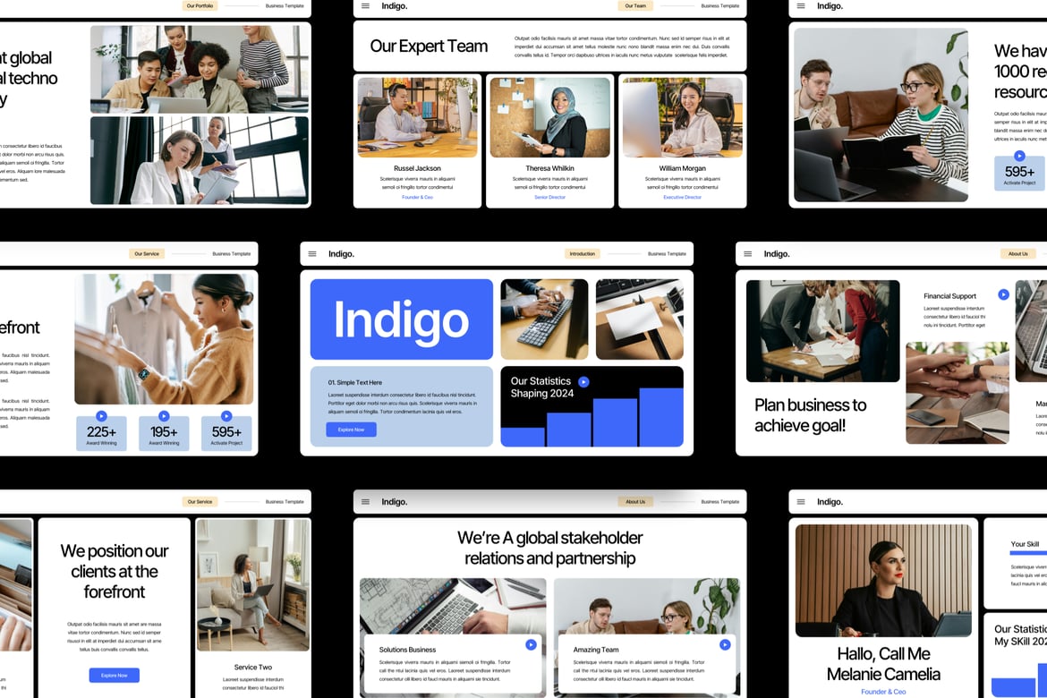 Template PowerPoint Indigo - Solusi Presentasi Bisnis Modern