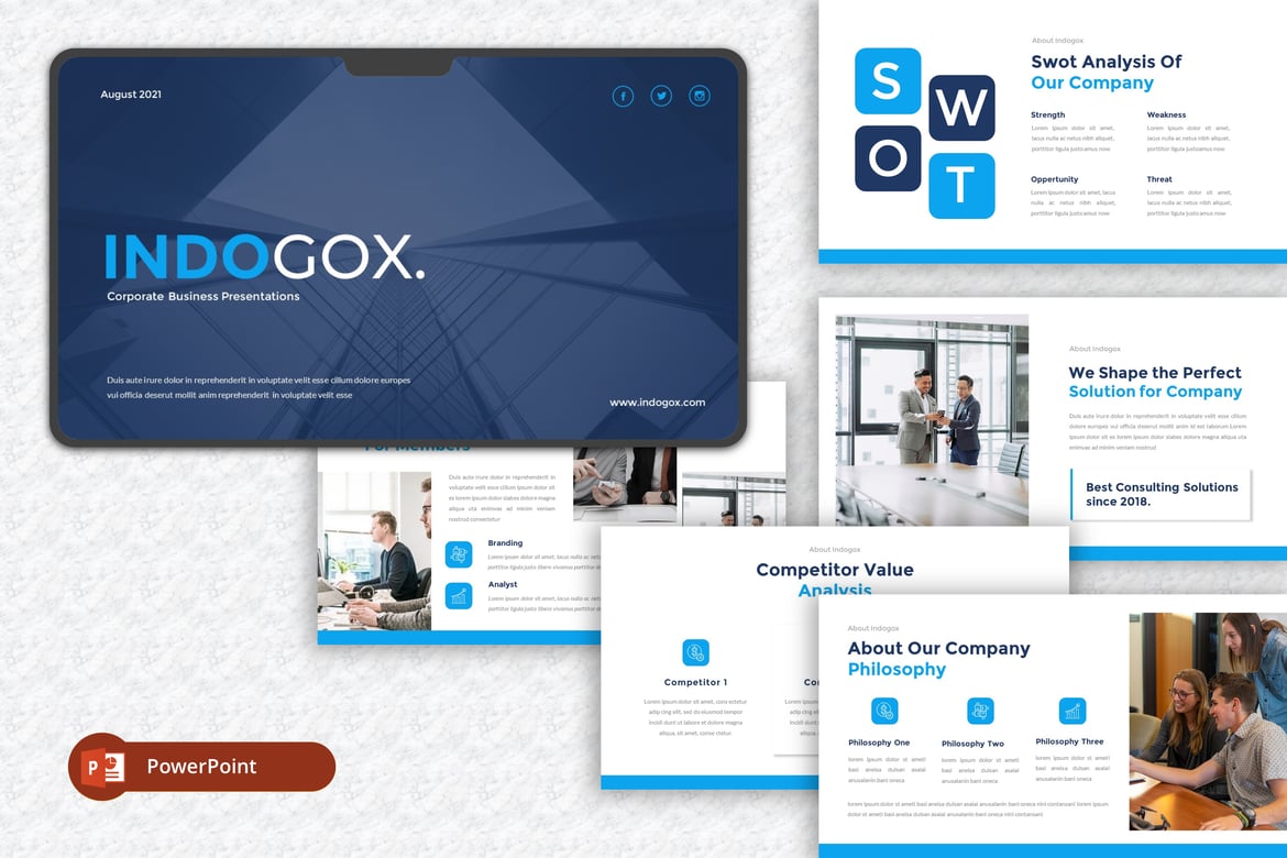 Indogox - Template PowerPoint Bisnis Korporat yang Menarik