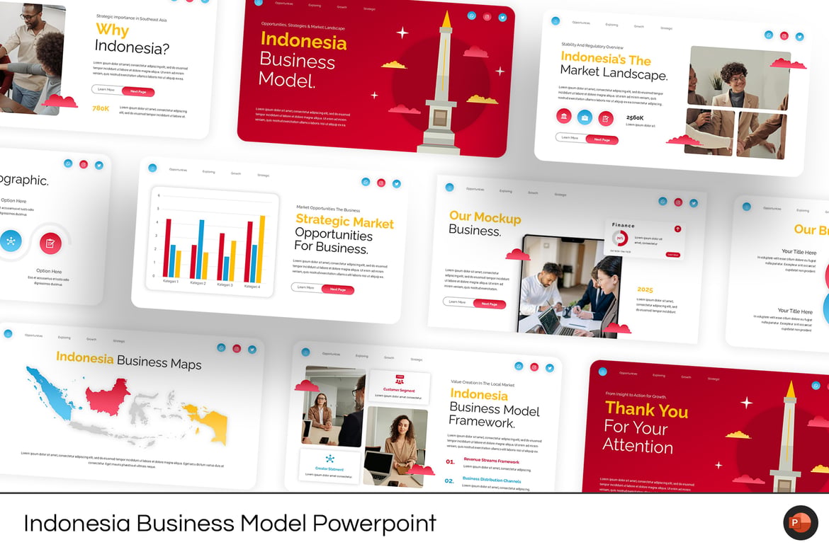 Template PowerPoint Model Bisnis Indonesia yang Kreatif