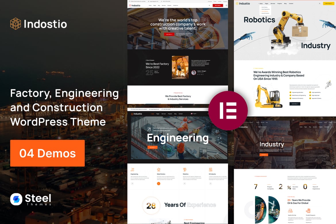 Indostio - Tema WordPress Ideal untuk Industri dan Konstruksi