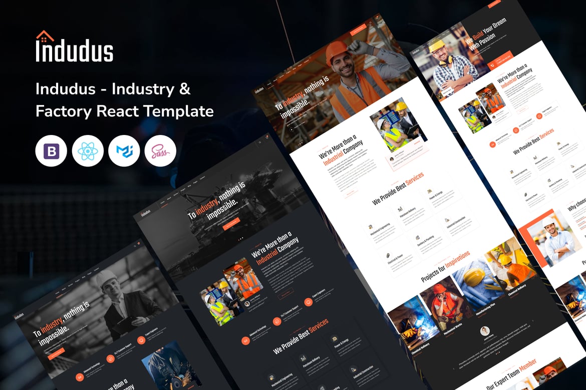Indudus - Template Website React Js untuk Industri dan Pabrik