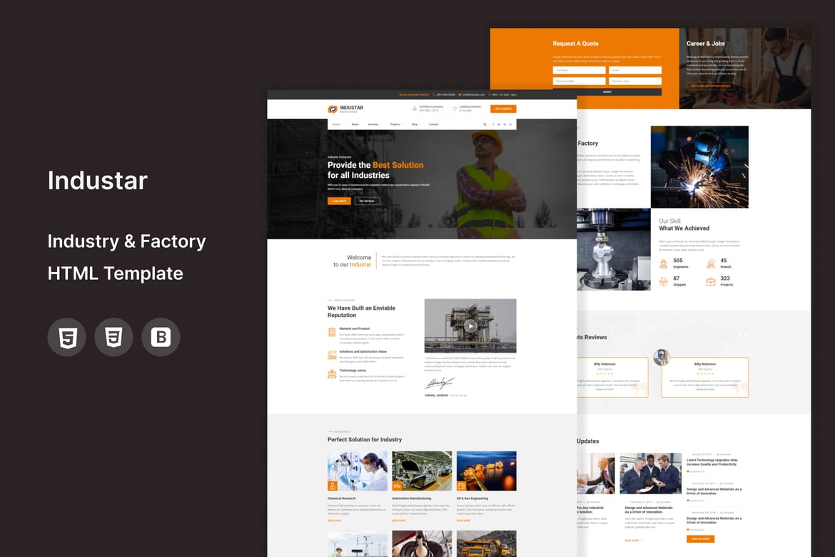Industar - Template Website untuk Industri dan Pabrik yang Modern