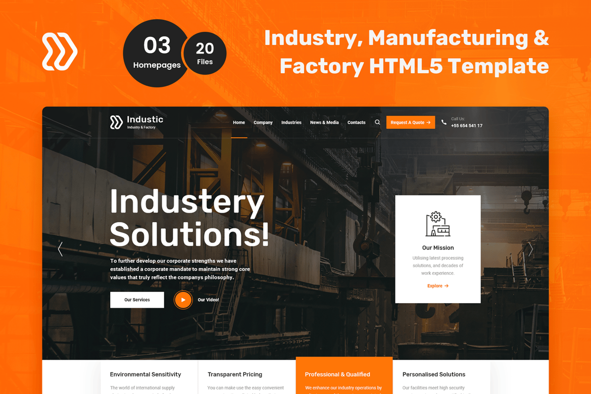 Template Website Industic untuk Pabrik dan Manufaktur yang Modern dan Fleksibel
