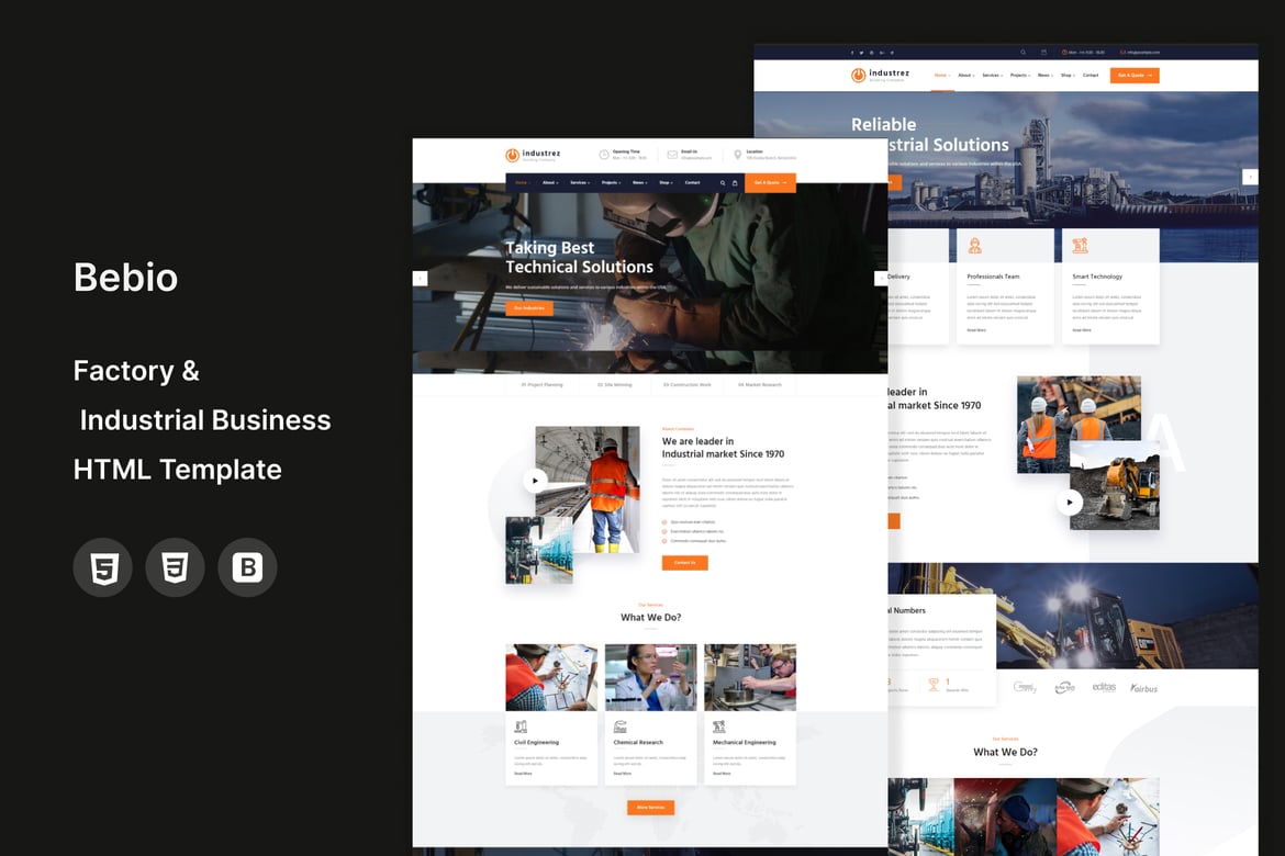 Industrez - Template Website Industri dan Pabrik yang Profesional