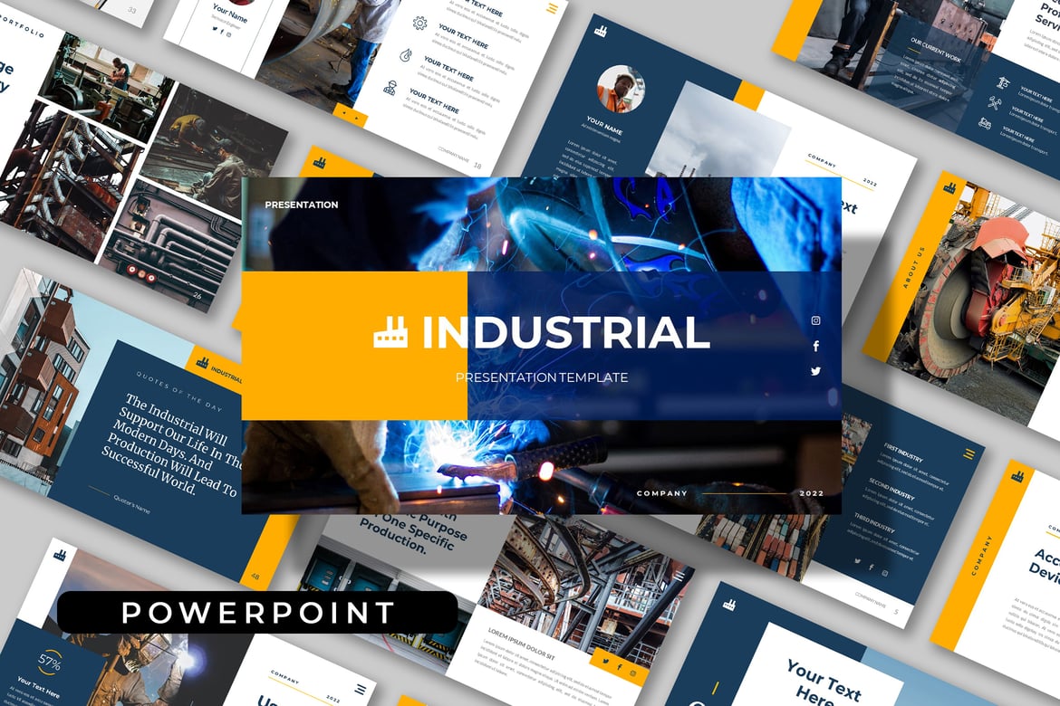 Template Presentasi Powerpoint Bisnis Pabrik - INDUSTRIAL