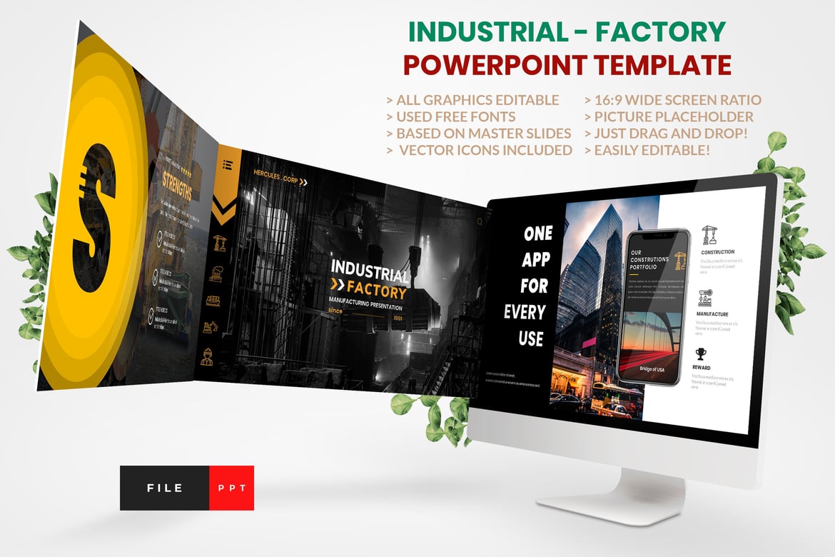 Template PowerPoint Industri dan Pabrik yang Modern dan Profesional