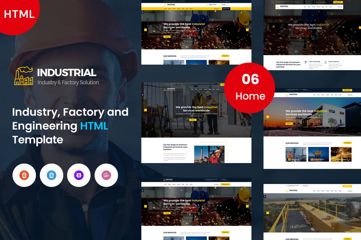 Template Website untuk Industri, Pabrik, dan Teknik yang Modern