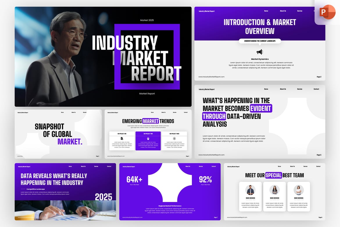 Template Presentasi PowerPoint Laporan Pasar Industri yang Modern dan Menarik
