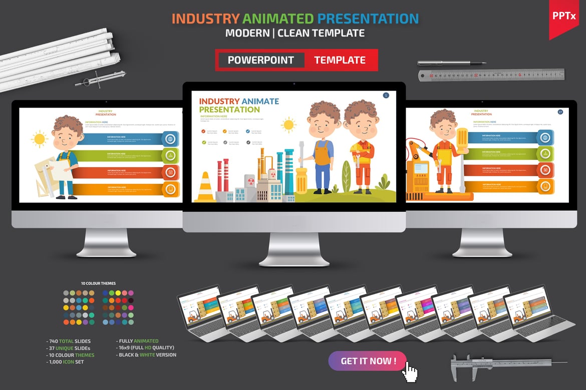 Template Presentasi PowerPoint Profesional untuk Industri