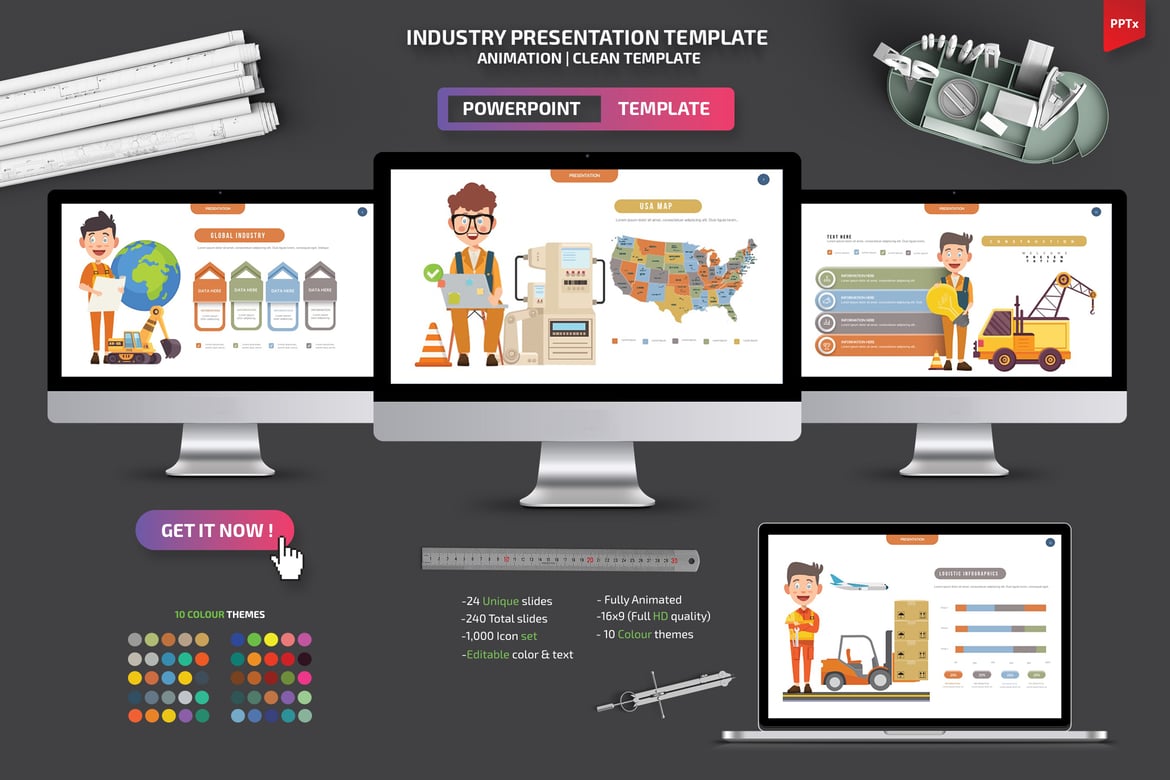 Template Powerpoint Presentasi untuk Berbagai Industri yang Menarik
