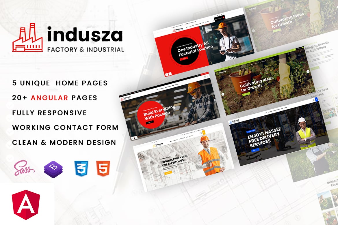 Indusza - Template Web Angular untuk Industri dan Pabrik yang Modern