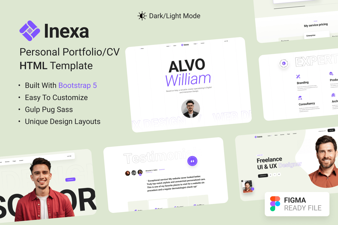Inexa - Template Website Portofolio Pribadi Kreatif yang Menawan