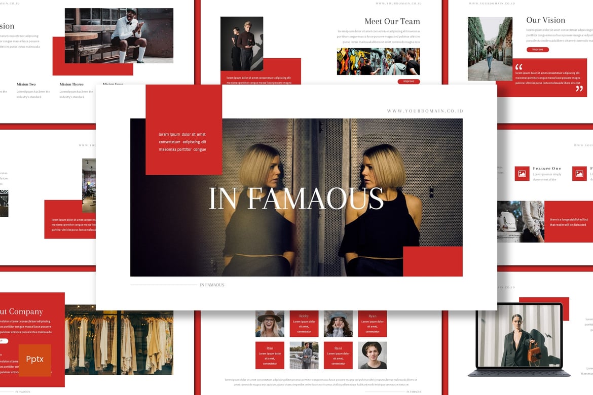 Template Presentasi PowerPoint Infamous yang Menarik dan Kreatif
