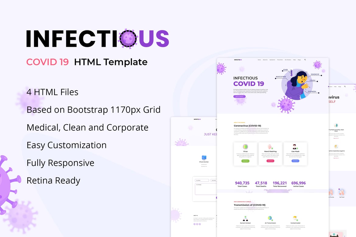 Template Website Medis Covid-19: Infectious untuk Pencegahan Penyakit