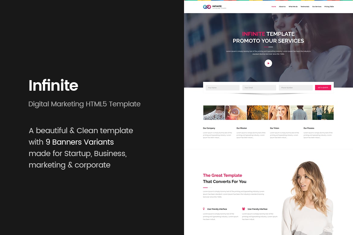 Infinite - Template Website Pemasaran Digital Modern dan Kreatif