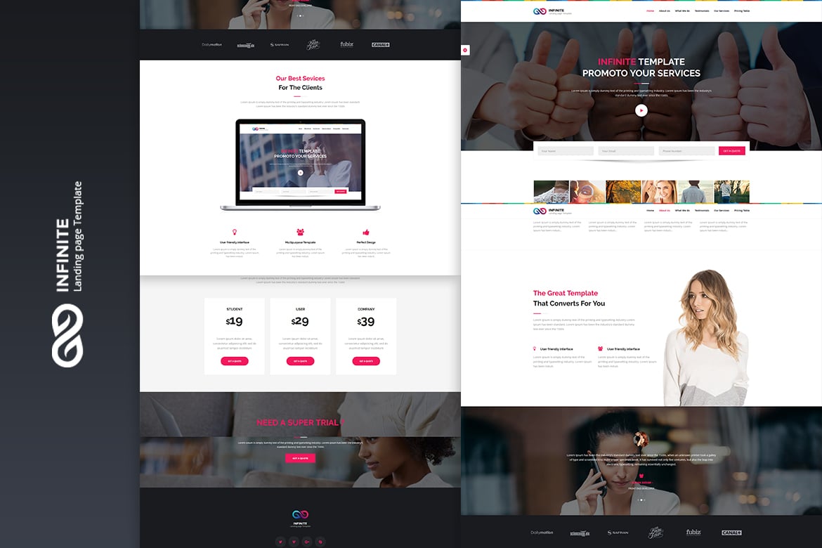 Infinite - Template Website Landing Page Pemasaran Digital Modern