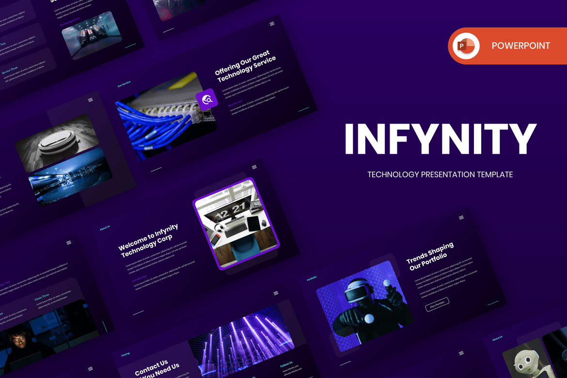 Template PowerPoint Teknologi Infinity: Solusi Presentasi Modern