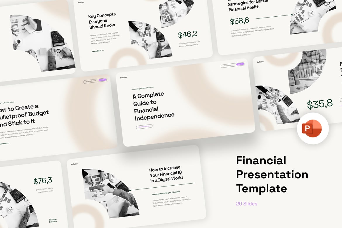 Template Presentasi PowerPoint Inflasi yang Modern dan Minimalis