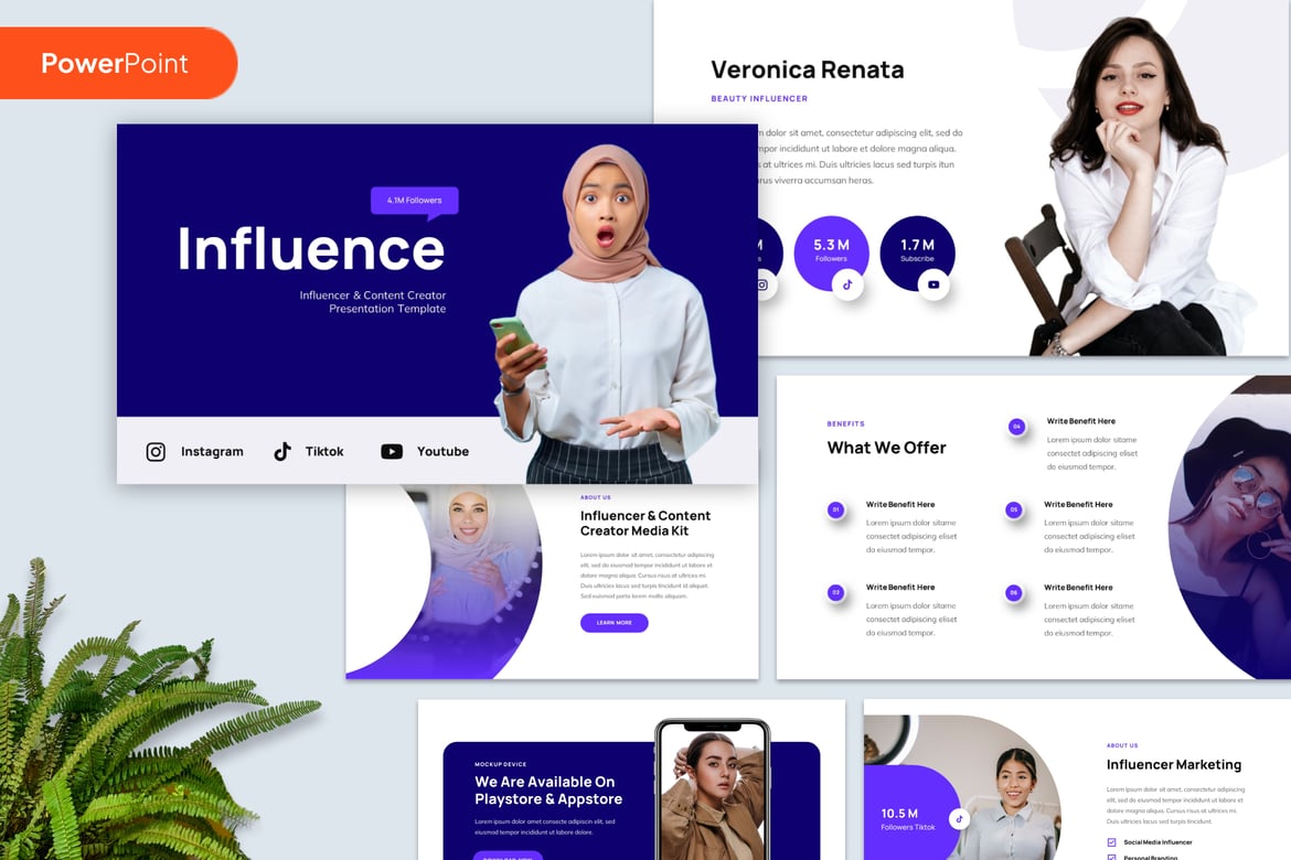 Template PowerPoint untuk Influencer & Kreator Konten yang Menarik
