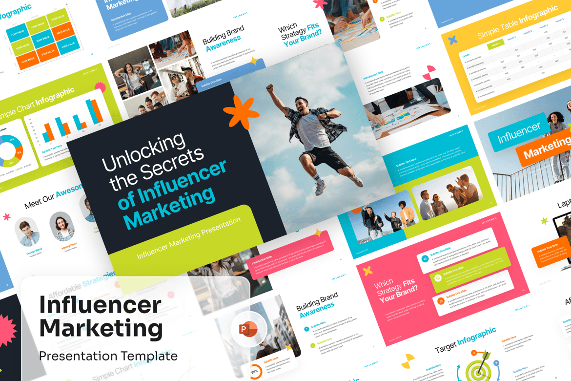 Template PowerPoint Pemasaran Influencer yang Menarik