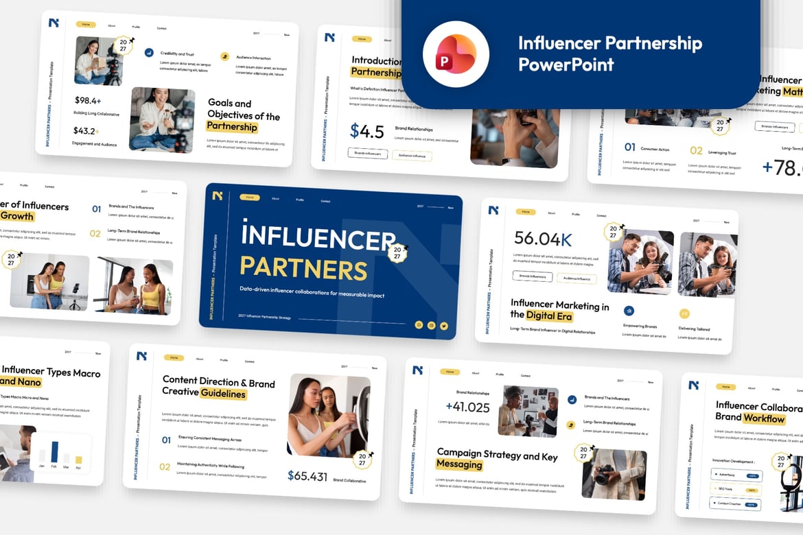 Template Presentasi Kemitraan Influencer yang Kreatif dan Modern