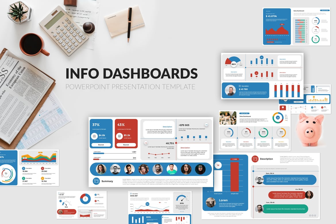 Template Presentasi PowerPoint Dashboard Info yang Menarik