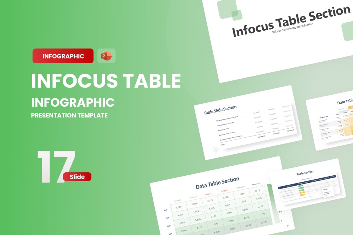 Template PowerPoint Infographic Tabel Infocus yang Menarik