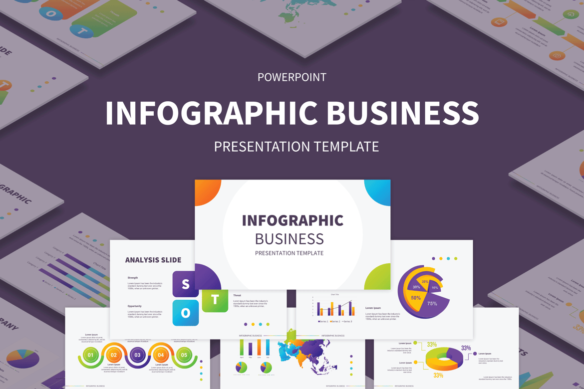 Template Presentasi PowerPoint Infografis untuk Bisnis yang Menarik