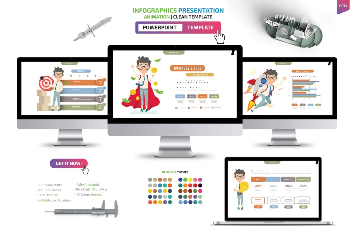Template Presentasi PowerPoint Infografis yang Menarik dan Profesional