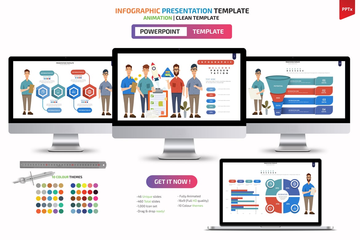 Template Presentasi PowerPoint Infografis yang Menarik