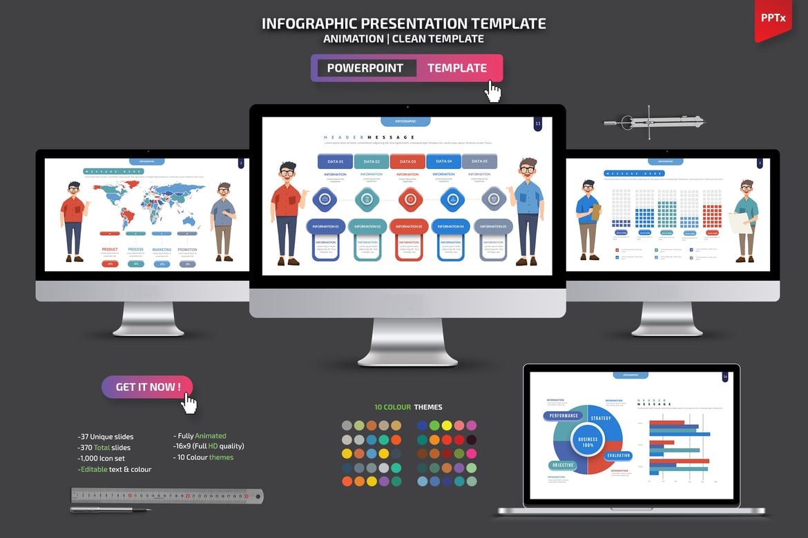 Template Presentasi PowerPoint Infografis yang Menarik