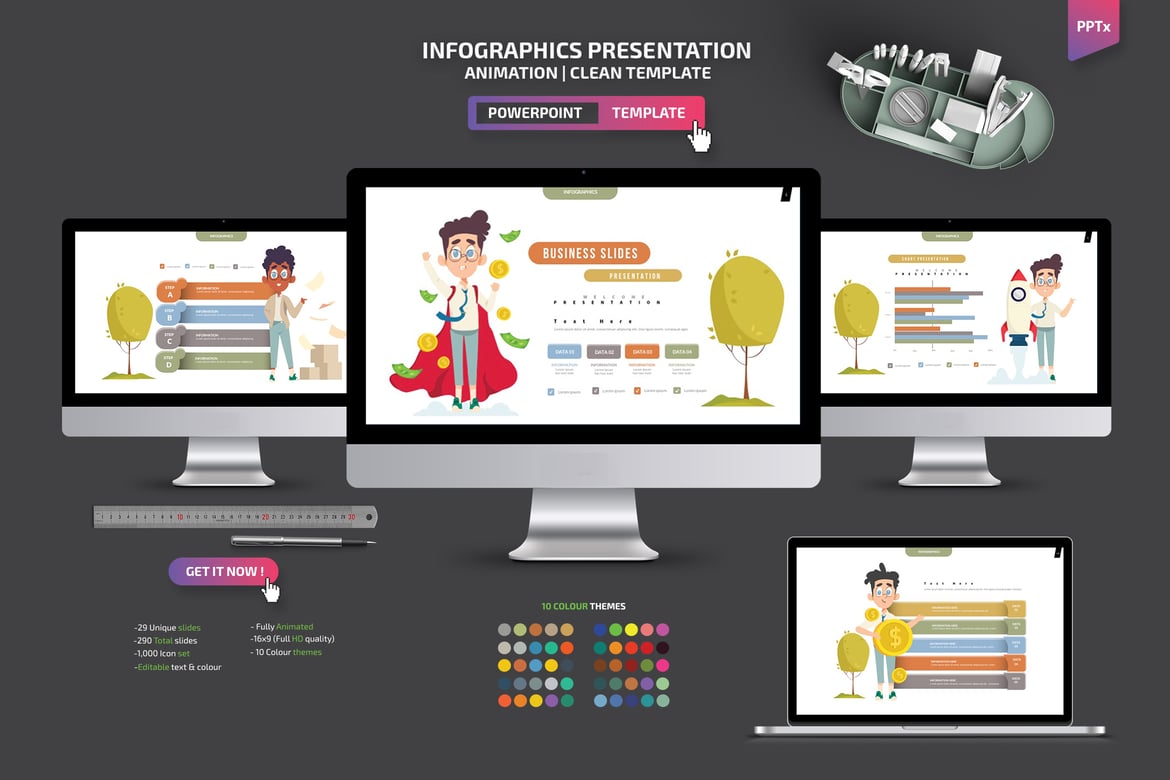 Template Presentasi PowerPoint Infografis yang Menarik