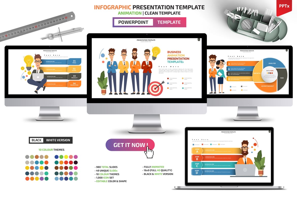 Template Presentasi PowerPoint Infografis yang Menarik dan Profesional