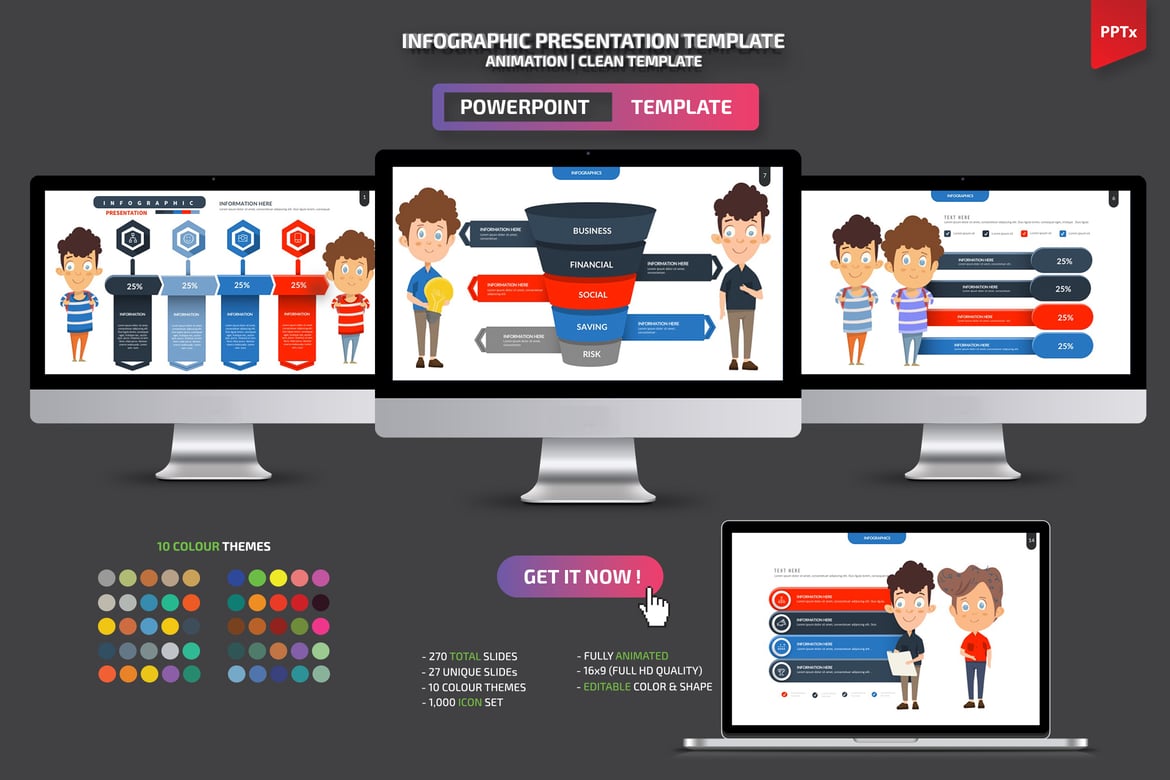 Template Presentasi PowerPoint Infografis yang Menarik