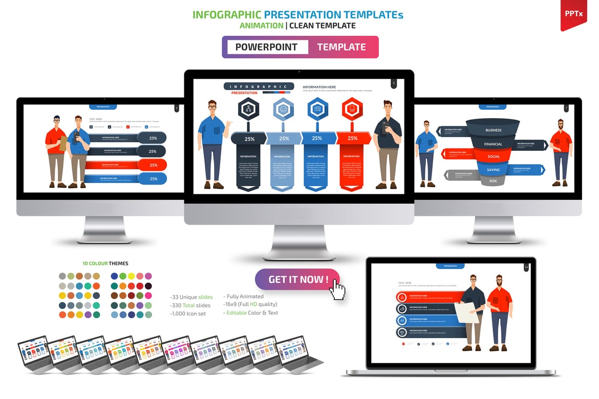 Template Presentasi PowerPoint Infografis Menarik