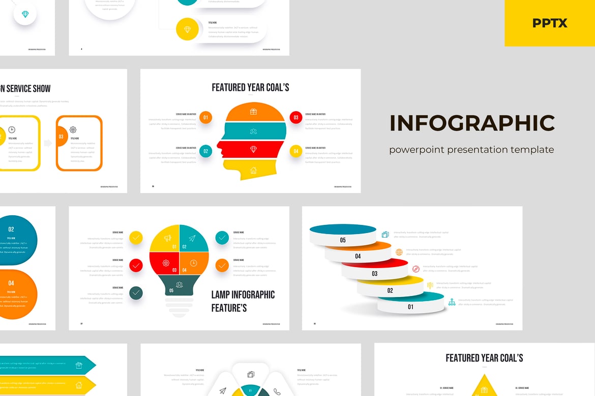 Template Presentasi Powerpoint Infografis yang Modern dan Bersih