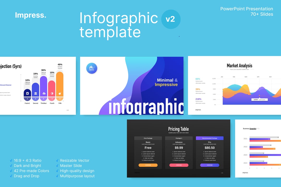 Template Presentasi PowerPoint Infografis Profesional v2