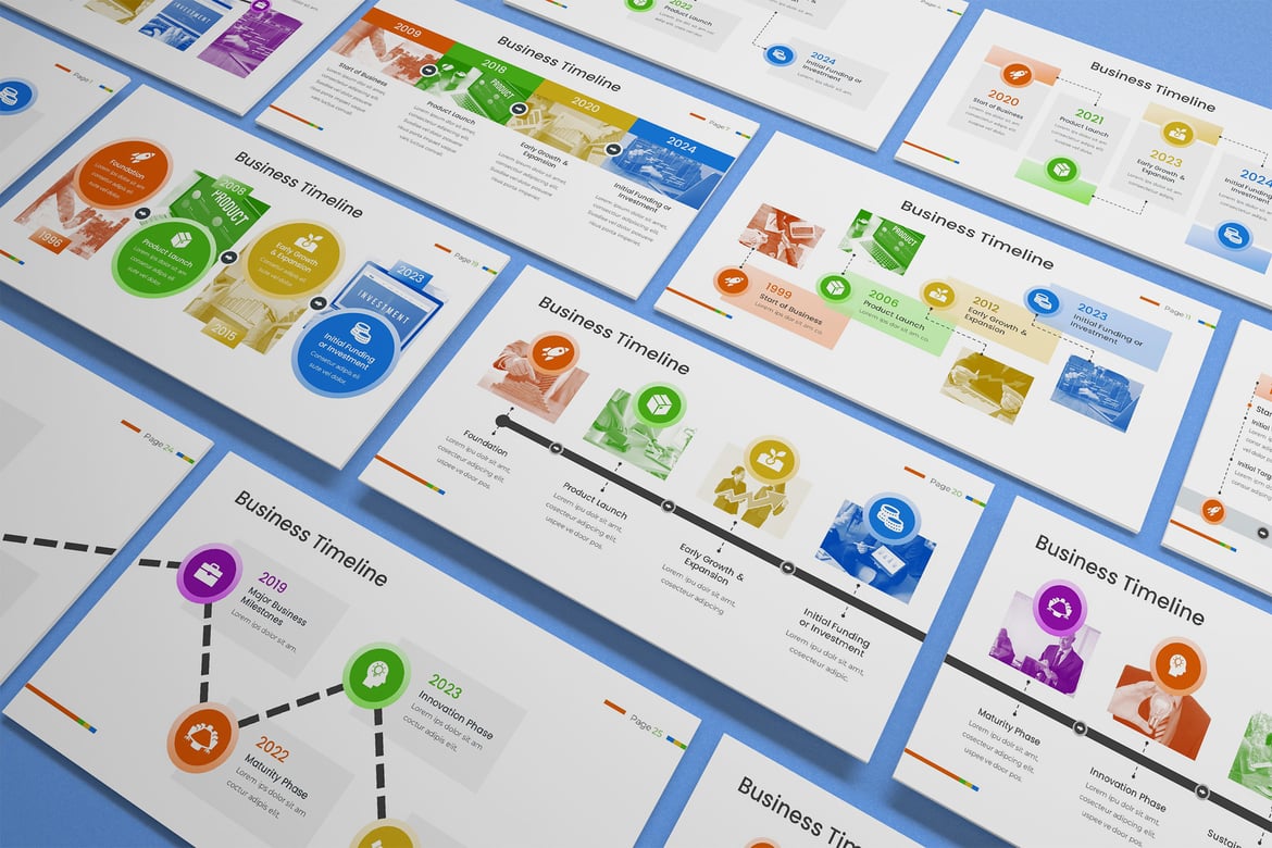 Template PowerPoint Infografis Timeline Menarik dan Profesional