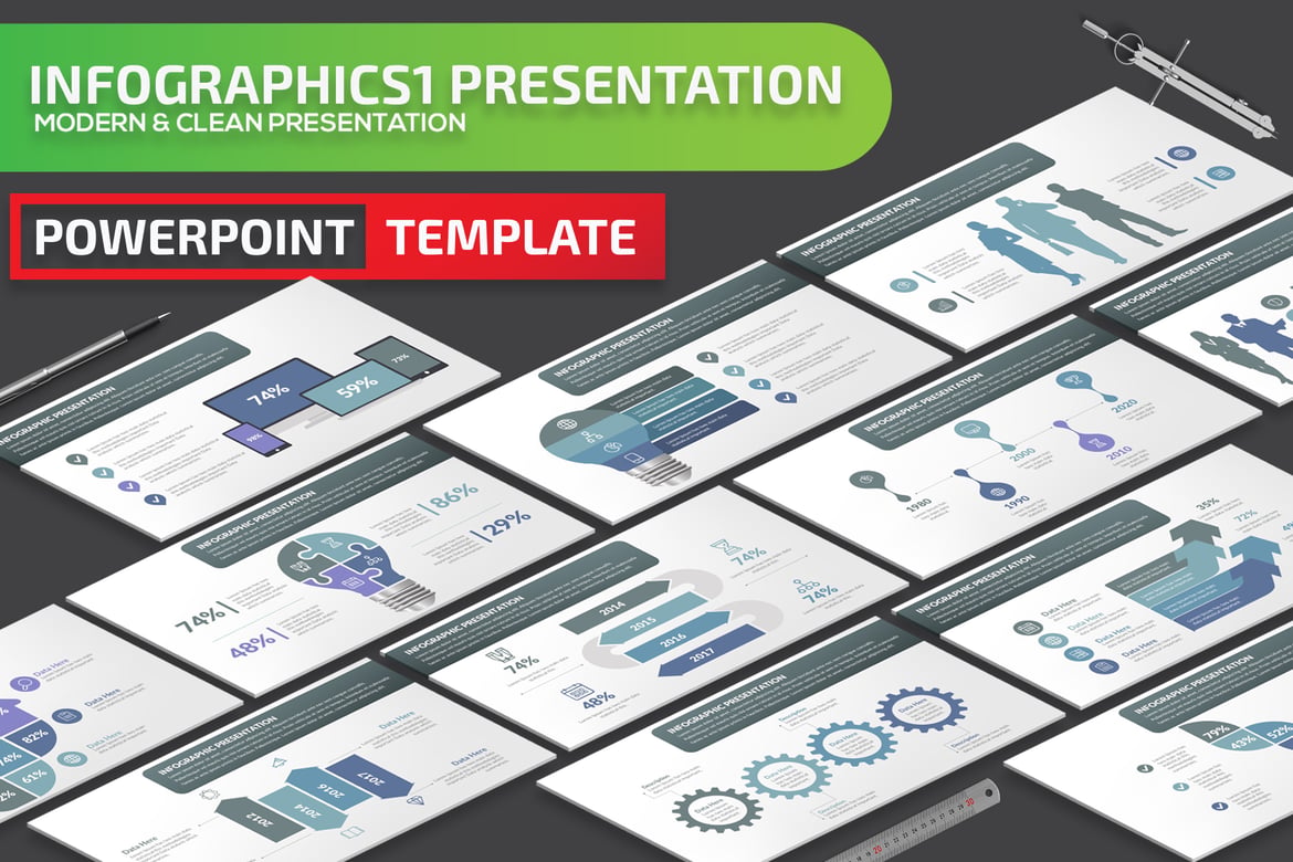 Template Presentasi PowerPoint Infografis 1 yang Menarik