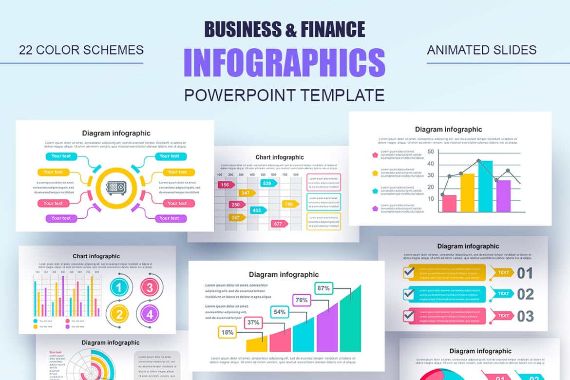 Template Powerpoint Infografis Serbaguna untuk Bisnis dan Keuangan