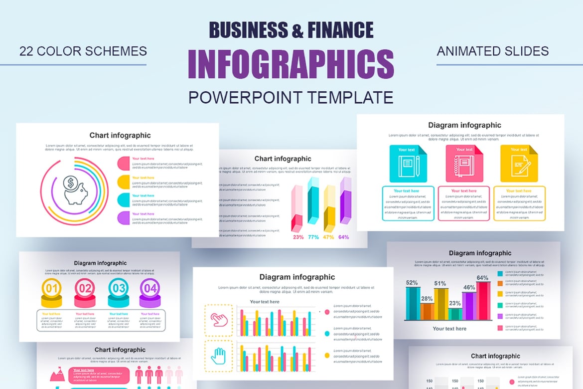 Template PowerPoint Infografis untuk Bisnis dan Keuangan
