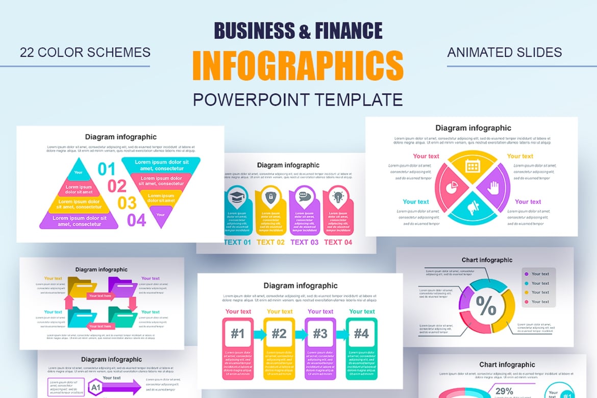 Template Powerpoint Infografis Animasi untuk Bisnis dan Keuangan