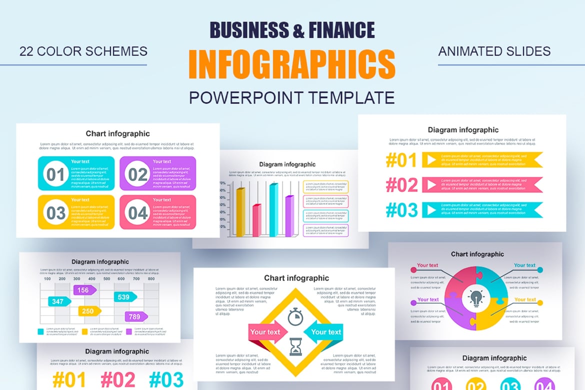 Template Powerpoint Infografis Bisnis dan Keuangan