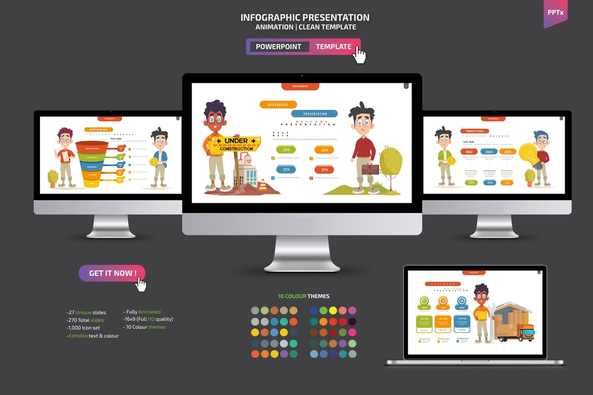 Template Presentasi PowerPoint Infografis yang Menarik