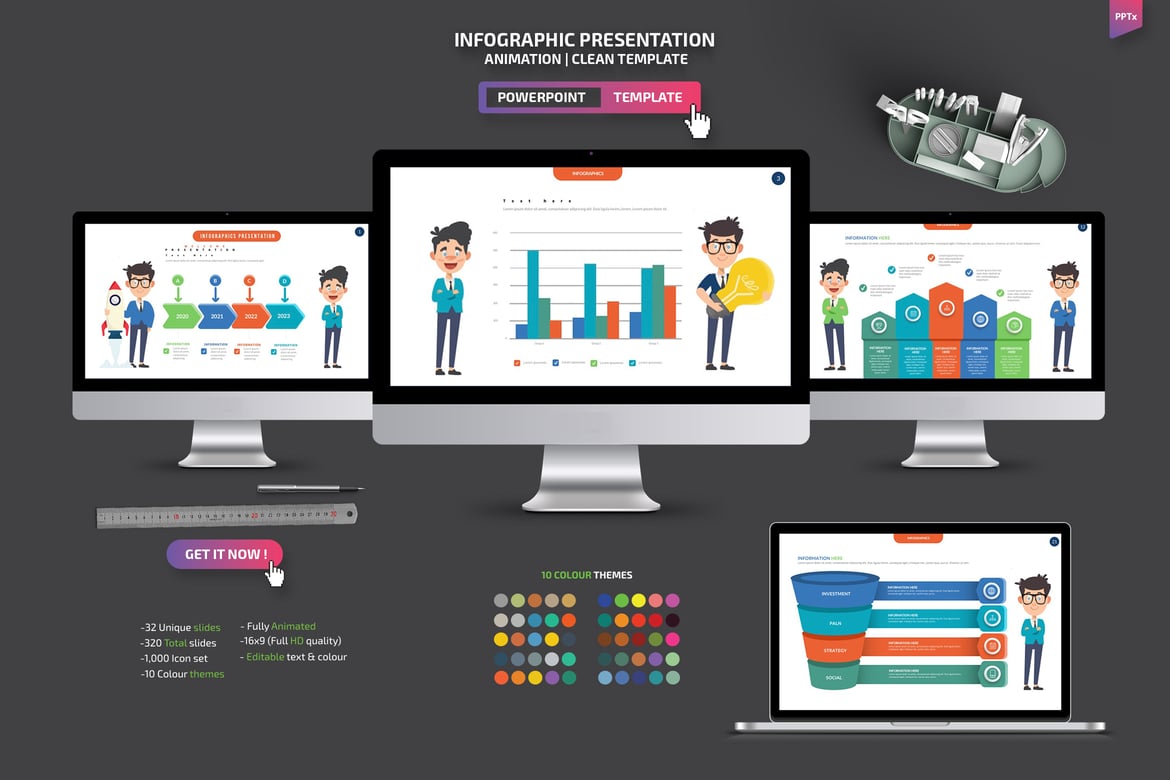 Template Presentasi PowerPoint Infografis yang Menarik