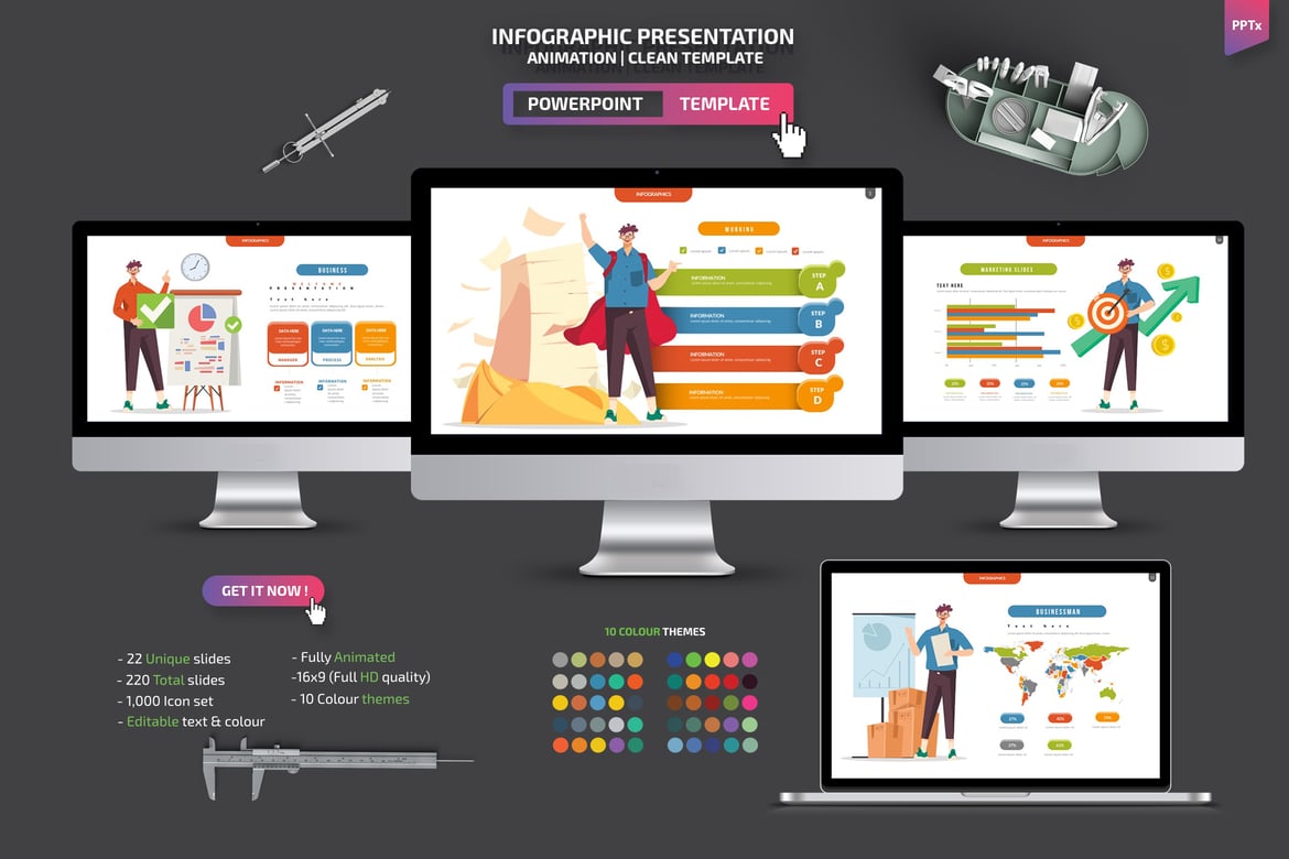 Template Powerpoint Infografis Profesional untuk Presentasi Menarik