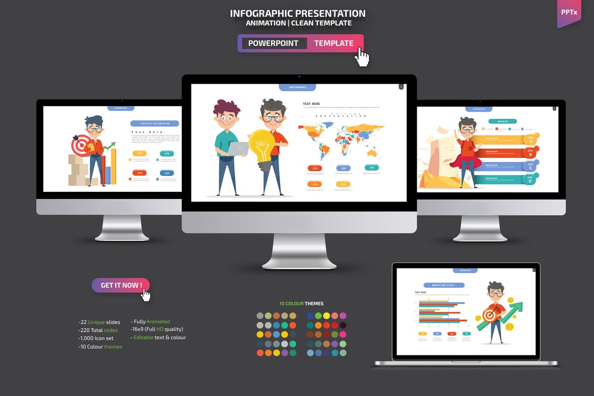 Template Presentasi PowerPoint Infografis yang Menarik dan Profesional