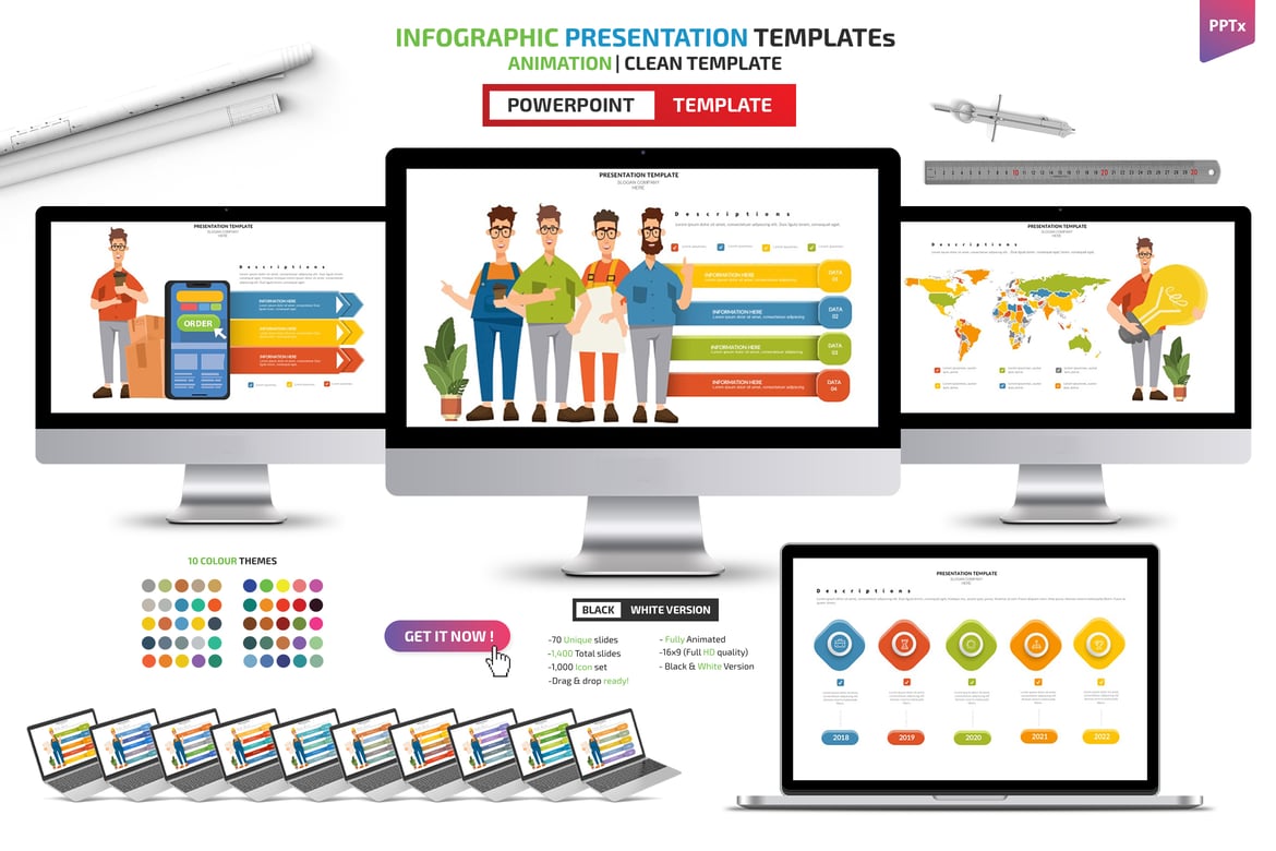 Template PowerPoint Infografis Menarik dan Profesional