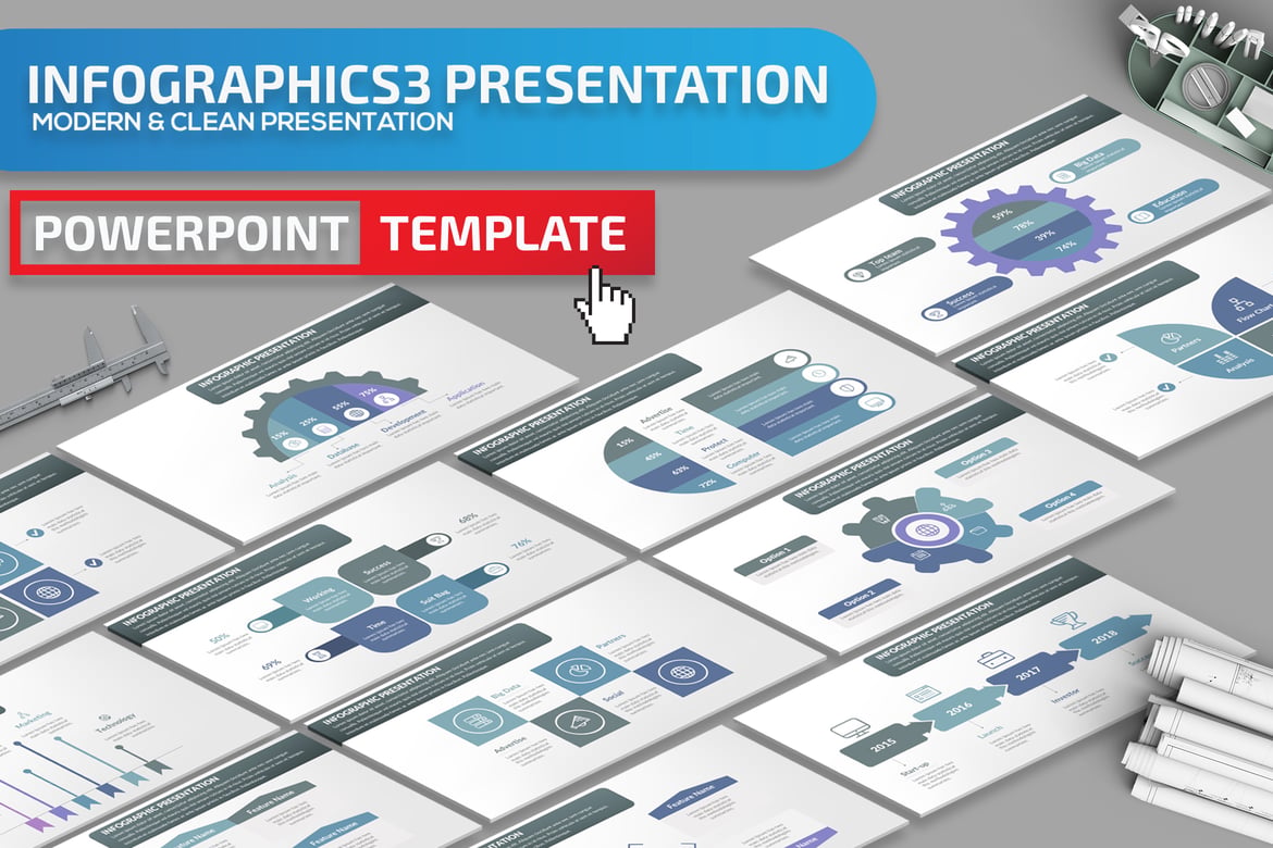 Template Presentasi PowerPoint Infografis3 yang Menarik