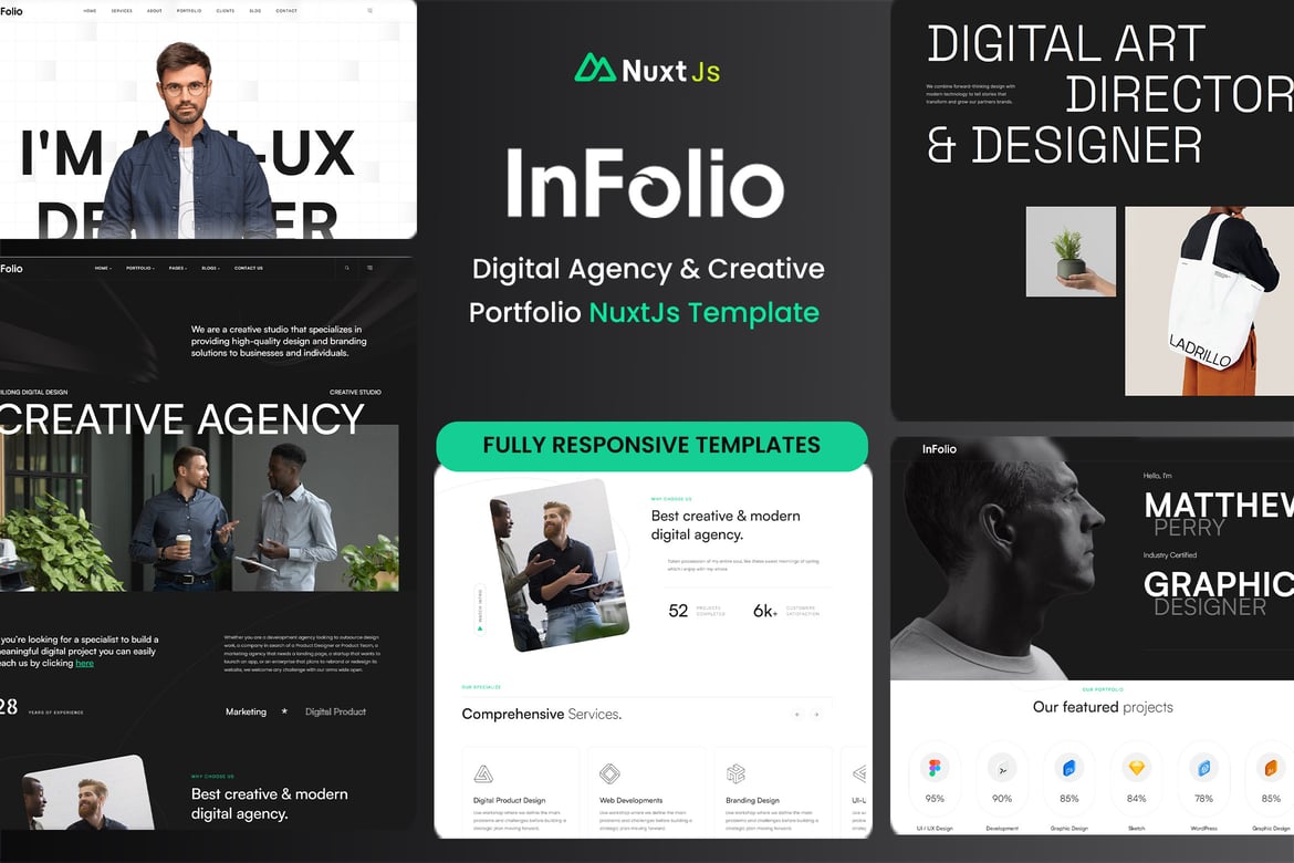 Infolio - Template Website Digital Agency dan Portfolio Kreatif Nuxt